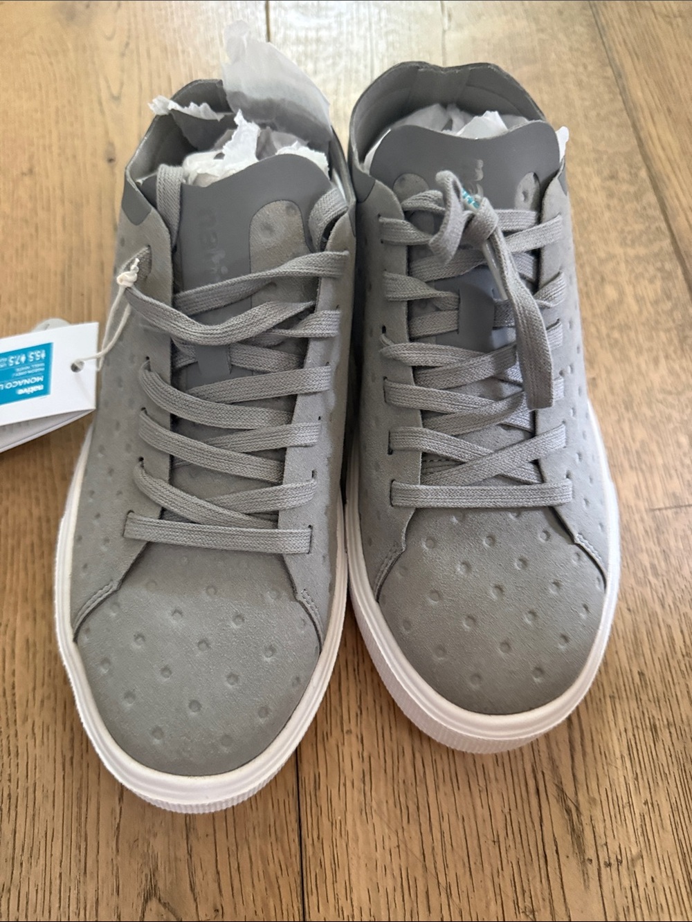 Native Shoes Kids Light Gray Lace-Up Sneakers with White Sole